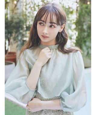 earth music&ecology ＳＥＴ２点　シアーブラウス＋レースキャミワンピース Mint