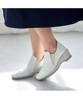 MODE ET JACOMO <D'ICI>レイヤードウェッジソールスリッポン ホワイトコンビ