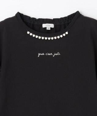 ANY KIDS パール襟 袖フリル Ｔシャツ ブラック