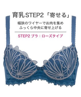 BRADELIS New York 【BRADELIS New York / 育乳補整ブラ・STEP2 寄せる】ローズステップ2ブラ24S1 脇高設計でスッキリ補正 ブルー