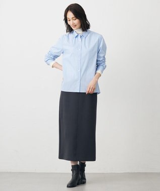 J.PRESS LADIES BEZ ドビーストライプ シャツカラー ブラウス サックス系