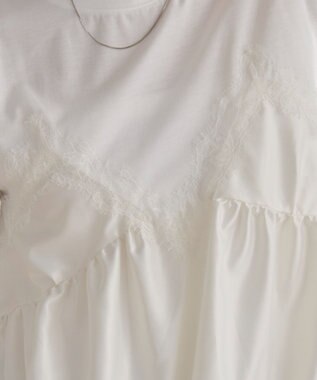 WEGO 【ANGIE VINTAGE】サテンレースドッキングレイヤードトップス オフホワイト