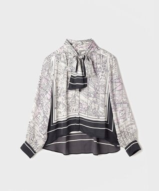 GRACE CONTINENTAL パリスカーフプリントブラウス ブラック