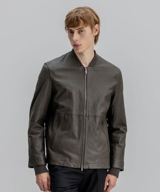 JOSEPH HOMME 新素材【シャツ感覚で羽織れる軽さ】シュリンクエアレザー　ブルゾン ダークグリーン系