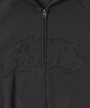 WEGO 【ユニセックス着用ITEM】ダメージアップリケレイヤードZIPパーカー スミクロ