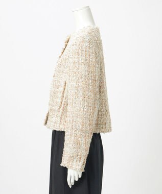 23区 【GOLD LABEL】スパングルMIXツイード ショートジャケット ベージュ