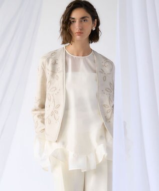 23区 【GOLD LABEL】オーガンジー ラッフルヘム ブラウス アイボリー系