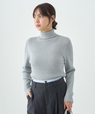 earth music&ecology ラメタートルネックニットプルオーバー Silver
