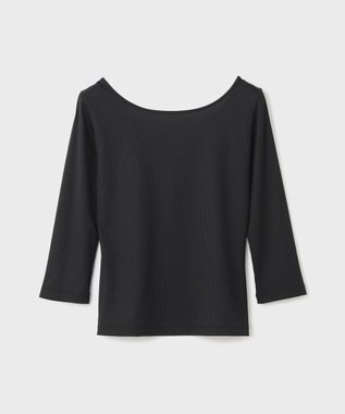 GRACE CONTINENTAL テレコボートネックトップ ブラック