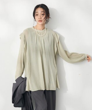 CRAFT STANDARD BOUTIQUE ヴィンテージボイルショルダータックブラウス Khaki
