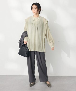CRAFT STANDARD BOUTIQUE ヴィンテージボイルショルダータックブラウス Khaki