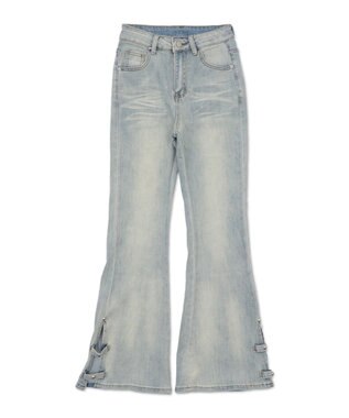 WEGO デザインスリットストレッチフレアデニム デニム淡色