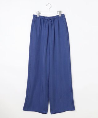 23区 【SLOW/一部店舗限定】キュプラフィブリルクロス サイドライン ワイドパンツ ブルー系