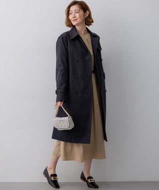 23区 エアータンブラー TCギャバジン ロング トレンチコート ネイビー系
