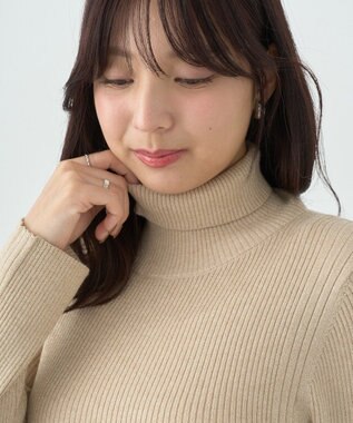 earth music&ecology ラメタートルネックニットプルオーバー Gold