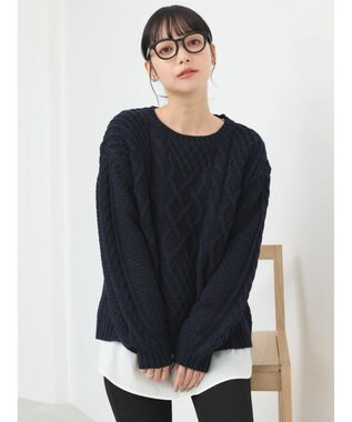 earth music&ecology ウォッシャブルケーブルプルオーバー