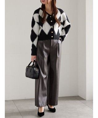 Te chichi アーガイルジャガードVネックカーディガン オフホワイト