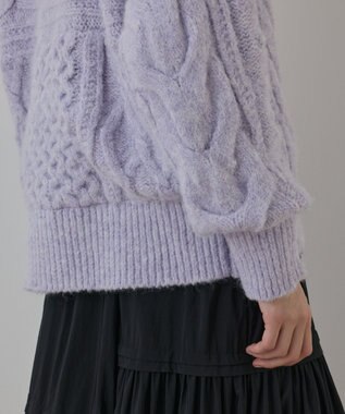 GRACE CONTINENTAL ヘアリーニットコクーンジャケット ラベンダー