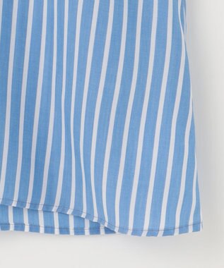 自由区 S 【接触冷感・UVケア・抗菌防臭・洗える】リヨセルポプリン ブラウス サックスストライプ