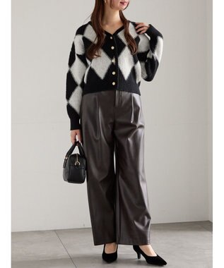 Te chichi アーガイルジャガードVネックカーディガン オフホワイト