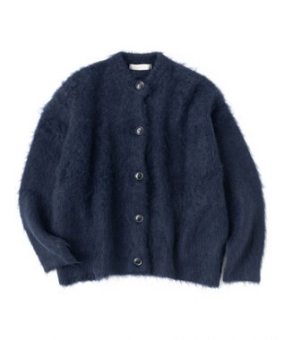 UNFILO 【洗える】アルパカシャギー カーディガン ネイビー