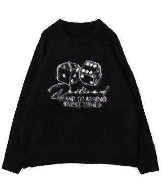 WEGO 【ユニセックス着用ITEM/MLサイズ展開】シャギーグラフィックプルオーバー ブラック