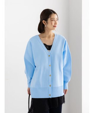 Te chichi コクーンVネックカーディガン サックスブルー