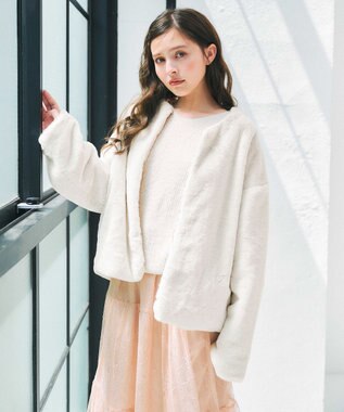 Feroux フェイクファー ジャケット アイボリー系