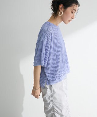 Green Parks ５分袖フリルカットプルオーバー Purple