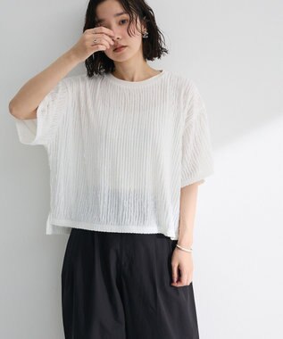 Green Parks ５分袖フリルカットプルオーバー Ecru