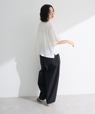 Green Parks ５分袖フリルカットプルオーバー Ecru