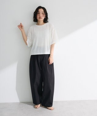 Green Parks ５分袖フリルカットプルオーバー Ecru