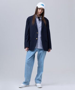 J.PRESS MEN 【J.PRESS ORIGINALS】【UNISEX】Wool Polyester Stretch Toropical 3B Blazer / Baggy Fit ネイビー系