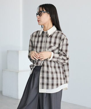 CRAFT STANDARD BOUTIQUE レイヤードライクチェックシャツ Brown