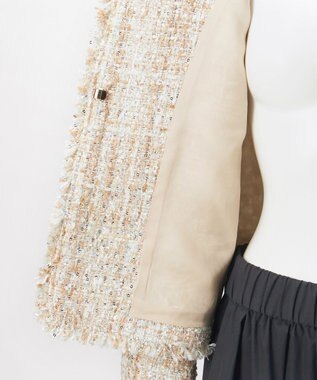 23区 【GOLD LABEL】スパングルMIXツイード ショートジャケット ベージュ