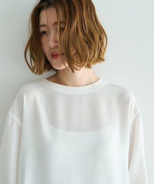 YECCA VECCA 2wayリブMIXジョーゼットブラウス White