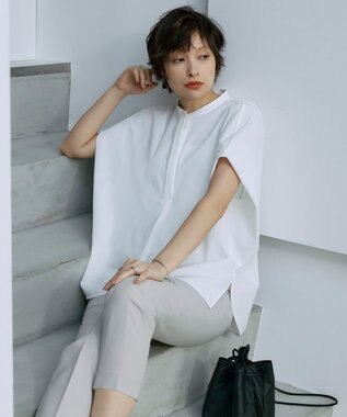 ICB 【接触冷感・UVカット・洗える】ヴィンテージスパンブロード デザインブラウス オフホワイト系