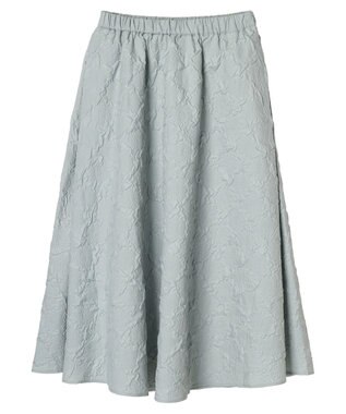 Green Parks ・ｆｕｒｒｙ　ｒａｔｅエンボスサイドタックフレアスカート Light Gray