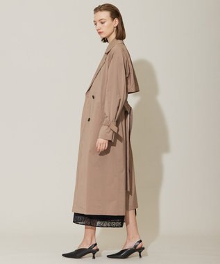 ICB 【撥水加工】 メモリーストレッチタフタ トレンチコート アンバーベージュ系