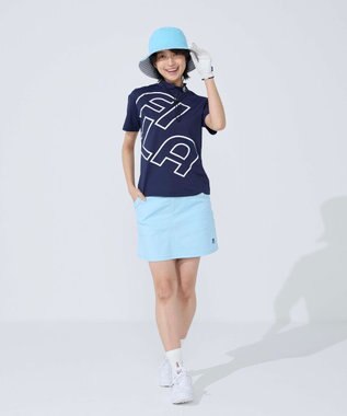FILA GOLF／marie claire 【FILA GOLF】 シンプルロゴ半袖モックネックシャツ ネイビー