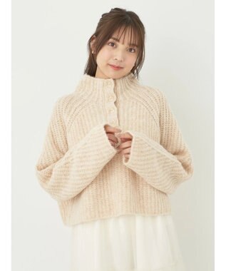 earth music&ecology フワフワＭＩＸハイネックショートニット Light Beige