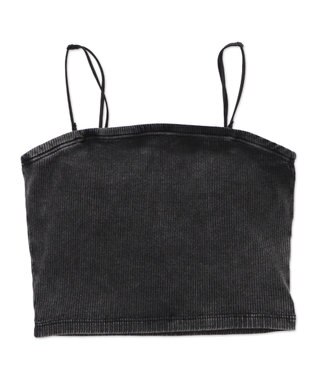 WEGO 【カップ付きインナー】ヴィンテージウォッシュカップインショートキャミ スミクロ