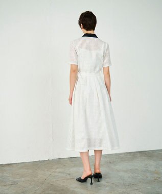 GRACE CONTINENTAL シアーチェックシャツワンピース ホワイト