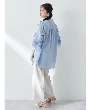 earth music&ecology フリルスリーブシャツ Sax