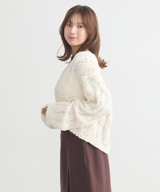 earth music&ecology ポコポコケーブルカーディガン Ivory