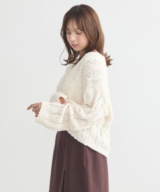 earth music&ecology ポコポコケーブルカーディガン Ivory