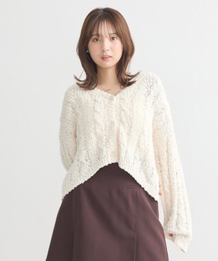 earth music&ecology ポコポコケーブルカーディガン Ivory
