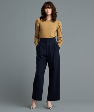 uncrave 【防しわ・UVカット・洗濯機洗い可】バルキーツイル ワイドパンツ(サスペンダー付き)（uncrave STANDARD） ネイビー