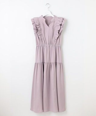 Feroux ショルダーフリルティアード ワンピース ライラック系