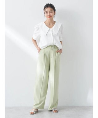 earth music&ecology タックストレートパンツ Light Green